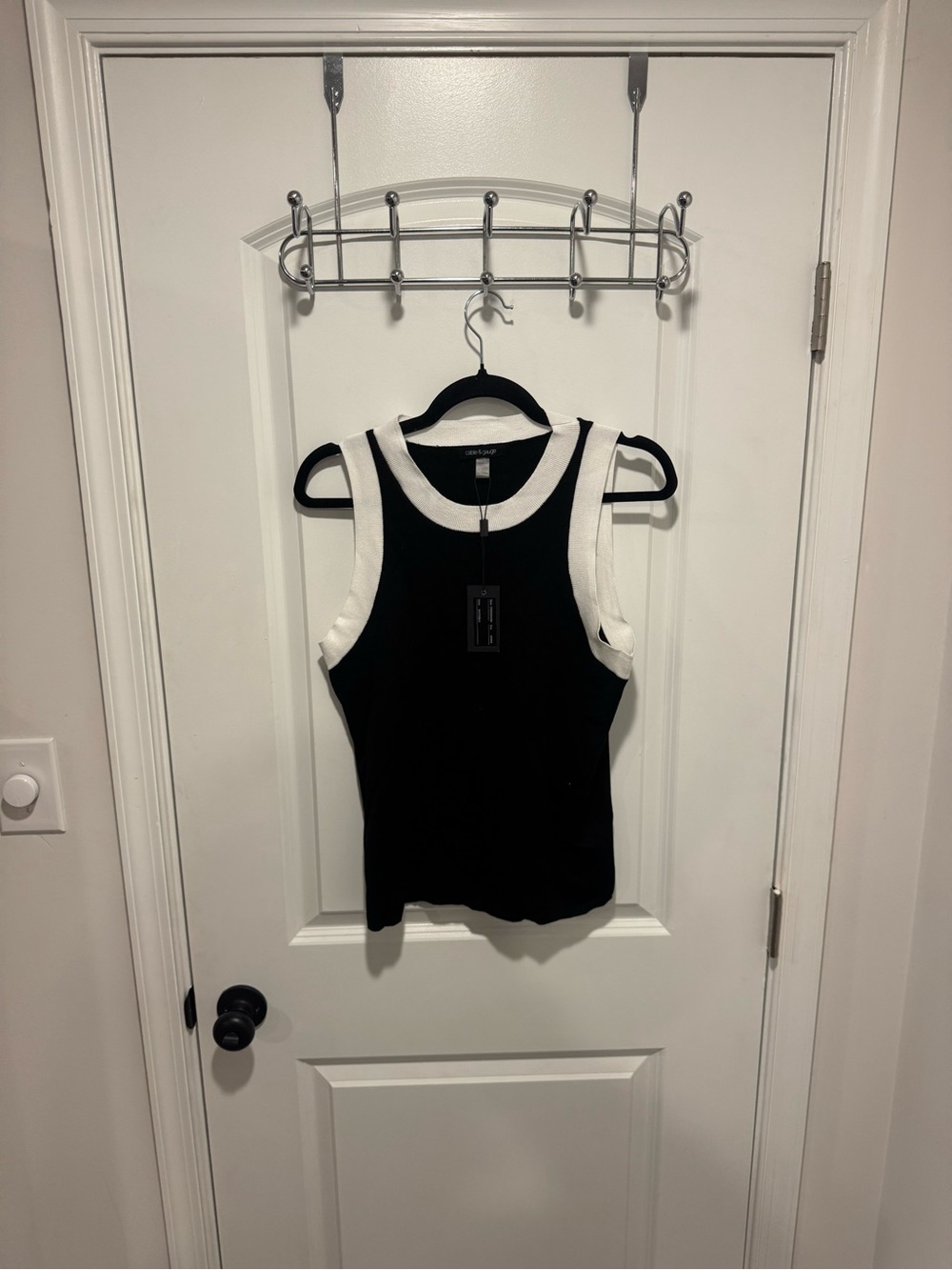 Cable & Gauge Black Tank with White Trim - Women's Top